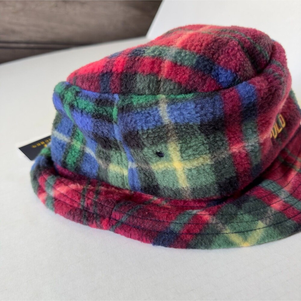 POLO RALPH LAUREN Men's Hat S/M Plaid Fleece Bucket HAT NWT - Picture 5 of 8